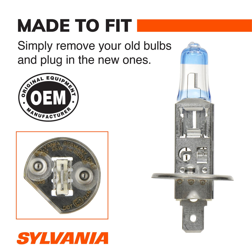 SYLVANIA H1 SilverStar Ultra side profile showing H1 base for direct plug-and-play fit