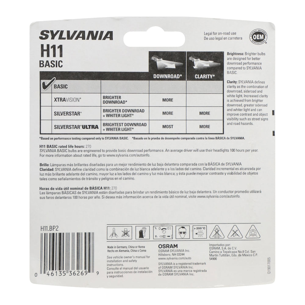SYLVANIA H11 close-up of filament and base illustrating durable construction