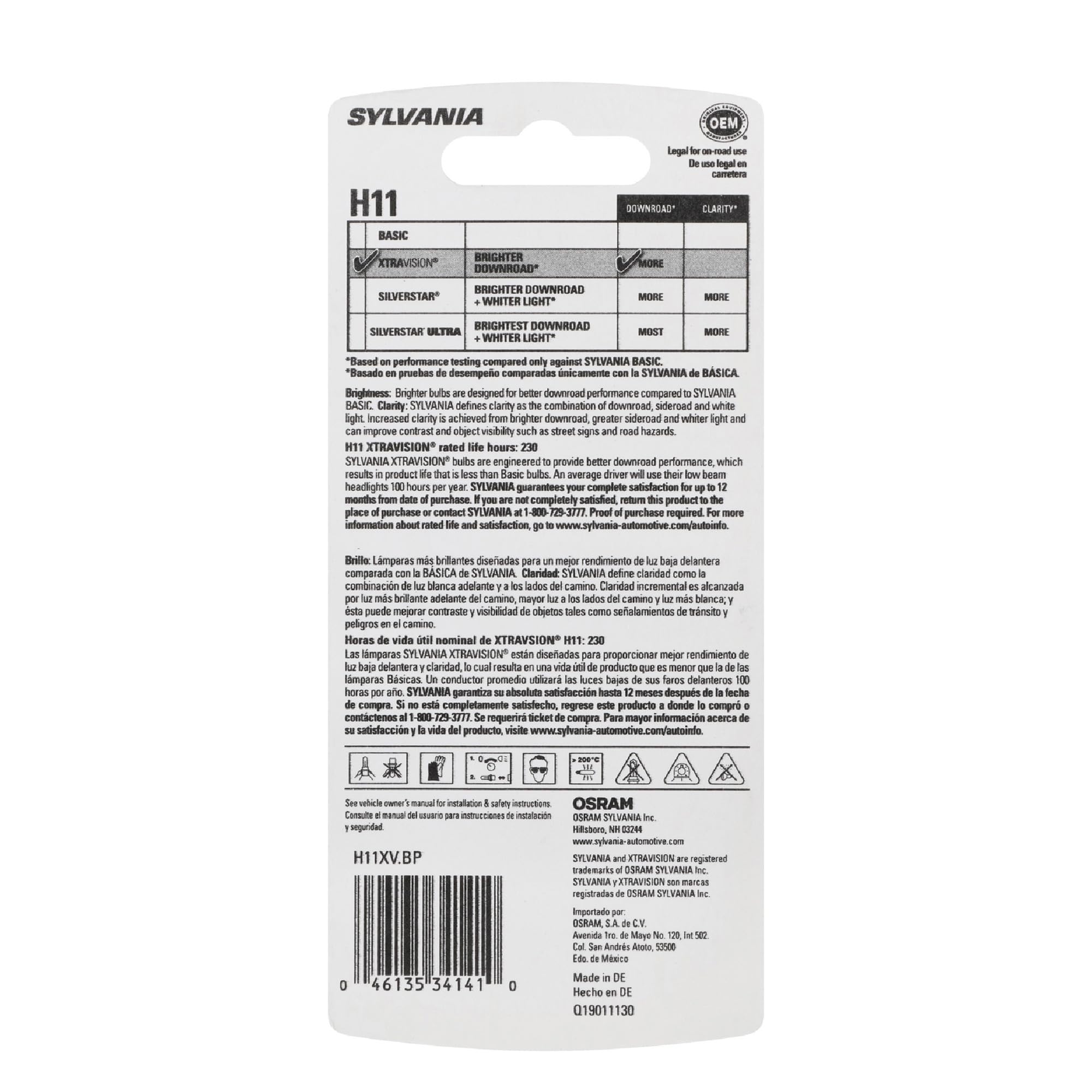 SYLVANIA H11 close-up filament detail highlighting durable construction
