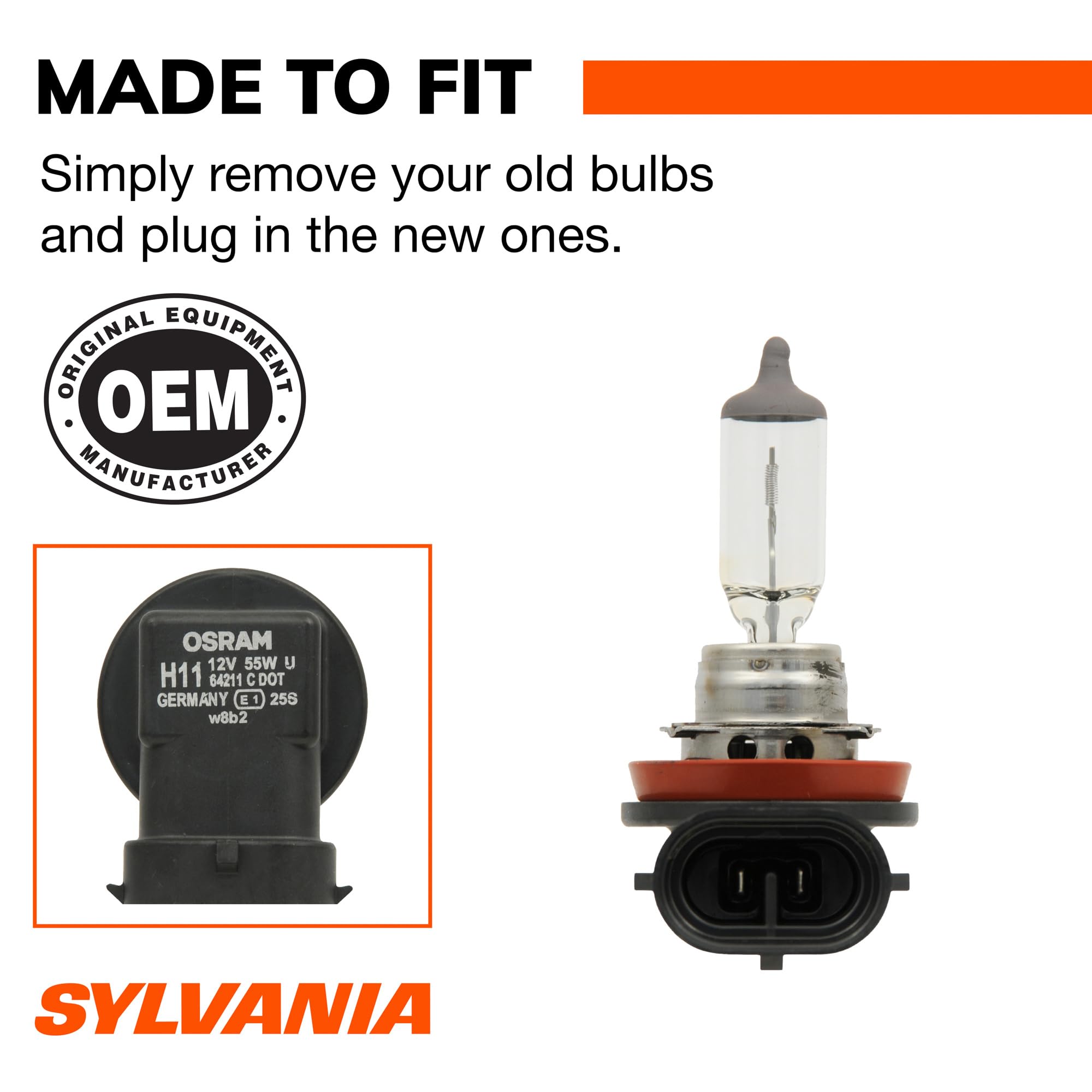 SYLVANIA H11 bulb installed in headlight showing brighter down-road visibility at night