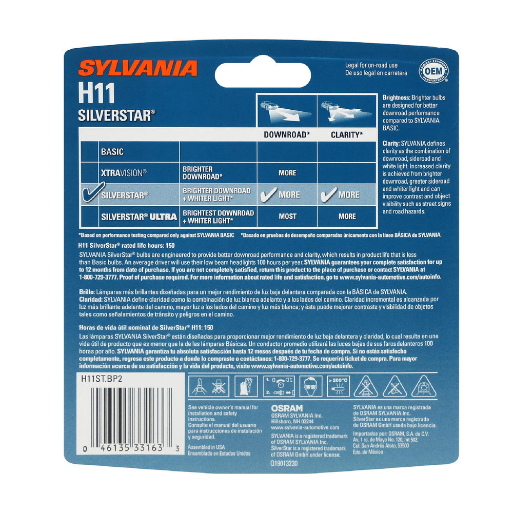 SYLVANIA H11 SilverStar close-up filament image highlighting precision design for clearer light