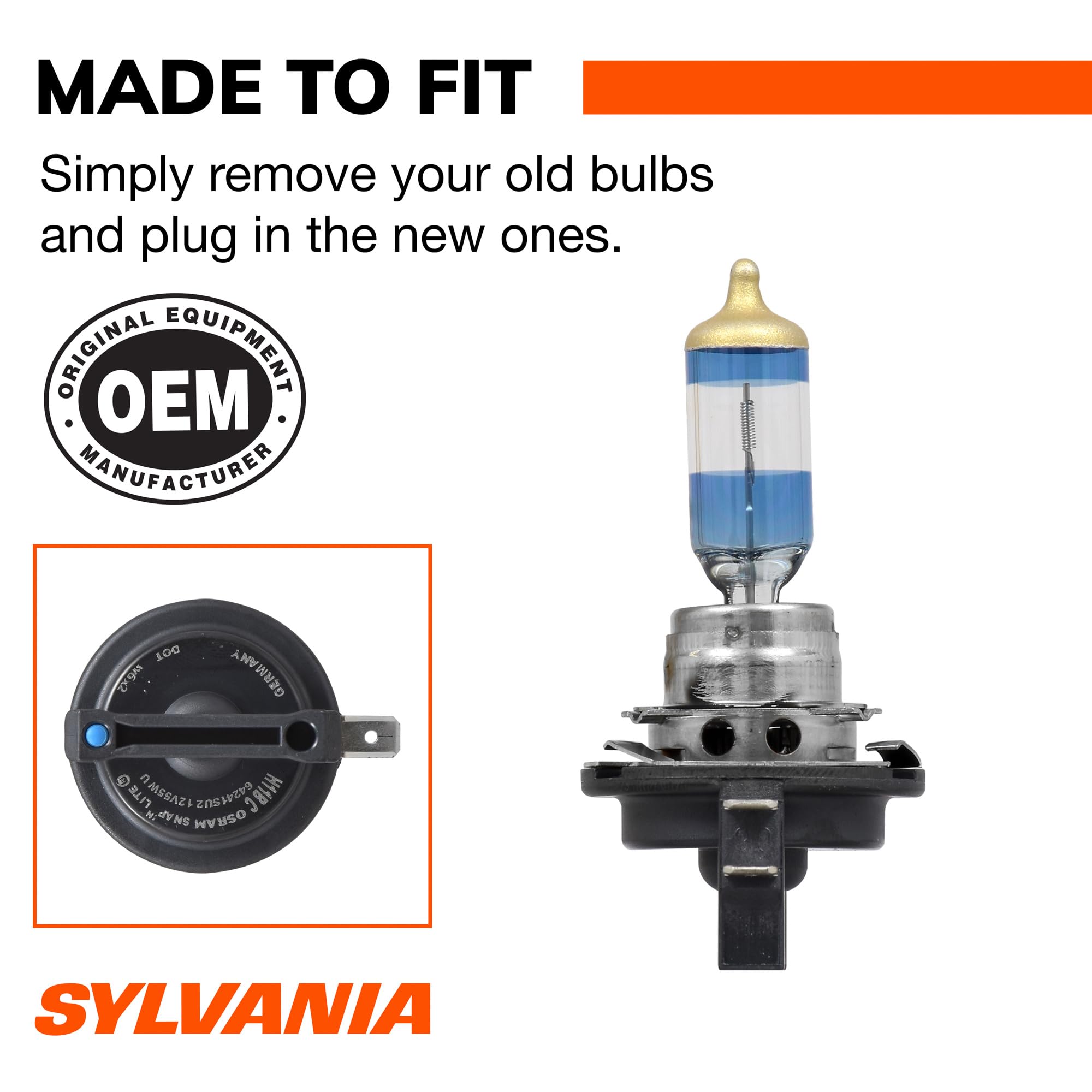 SYLVANIA H11B side view socket detail for easy installation