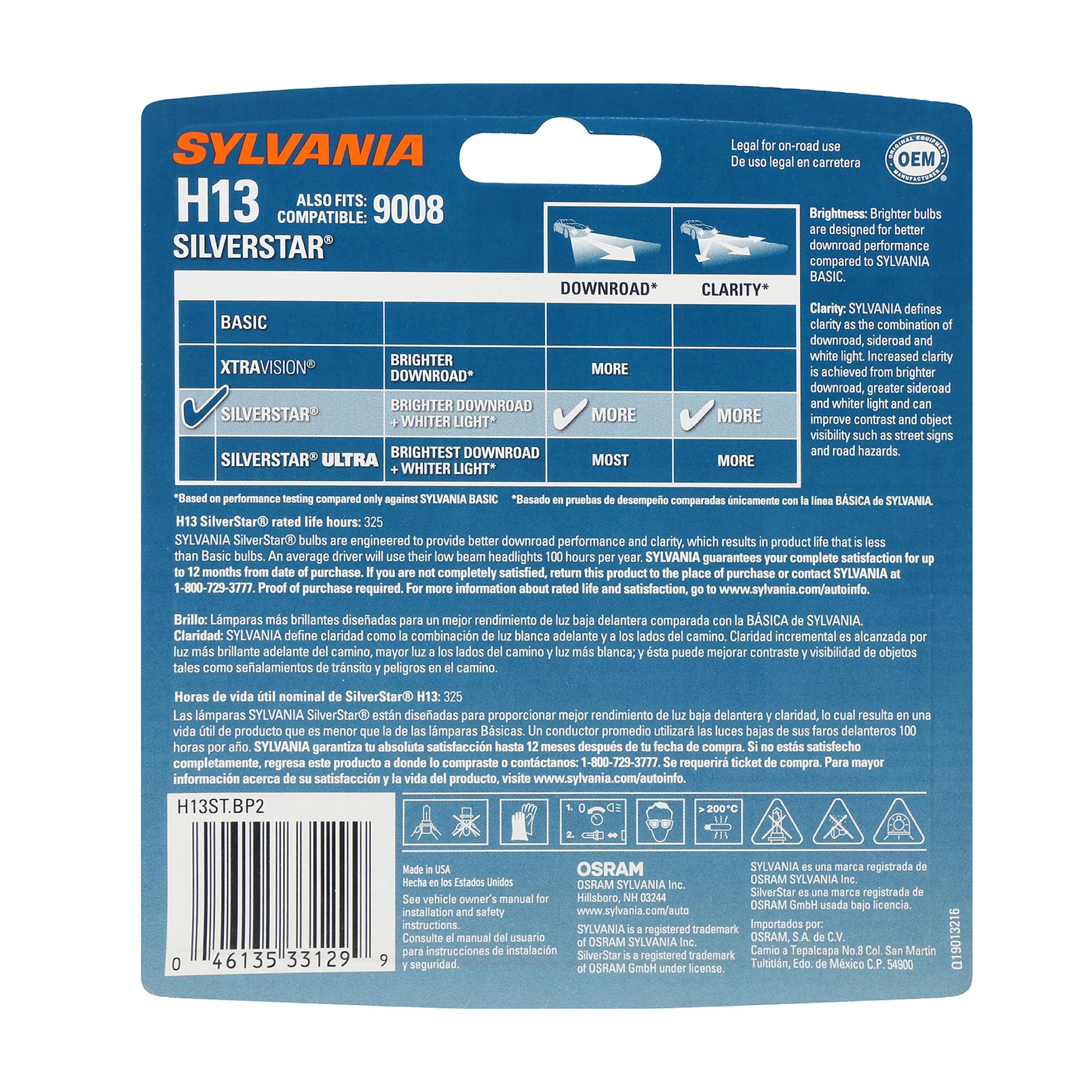 SYLVANIA H13 close-up filament detail highlighting improved focus