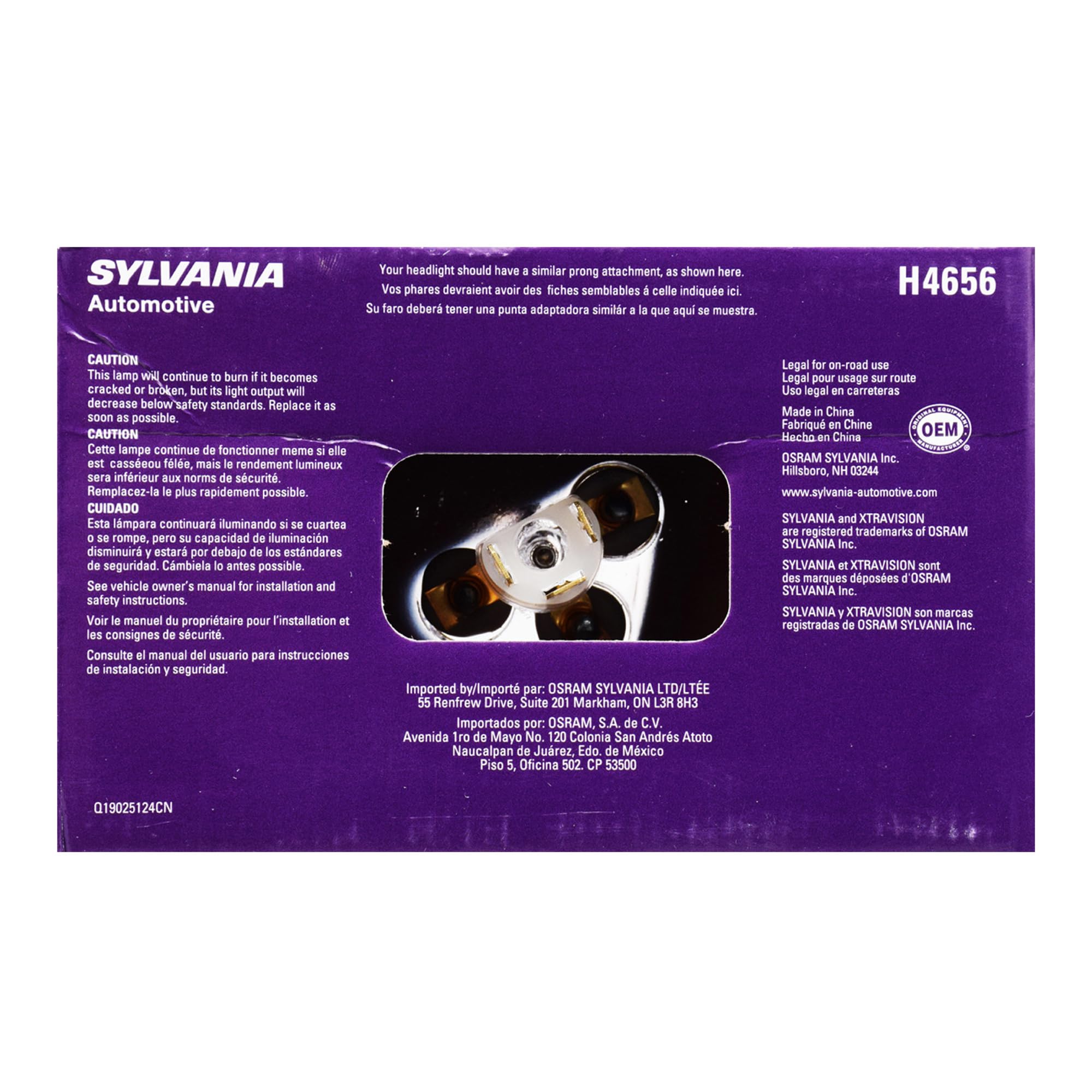 SYLVANIA H4656 side profile highlighting the durable sealed-beam construction