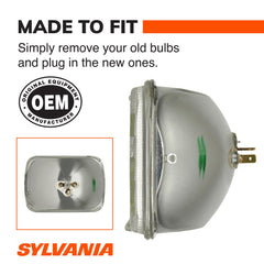 SYLVANIA H6054 installed in headlight housing demonstrating direct-fit replacement