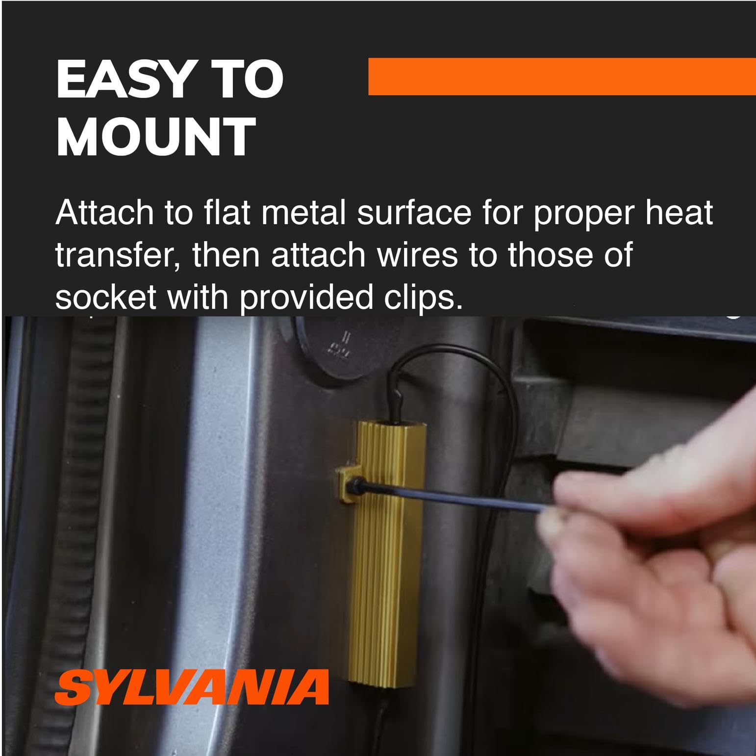 SYLVANIA installed in vehicle near turn-signal socket showing restored flash rate