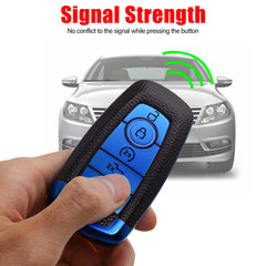 hand holding Syodiesn key cover for Ford showing slim size and scale