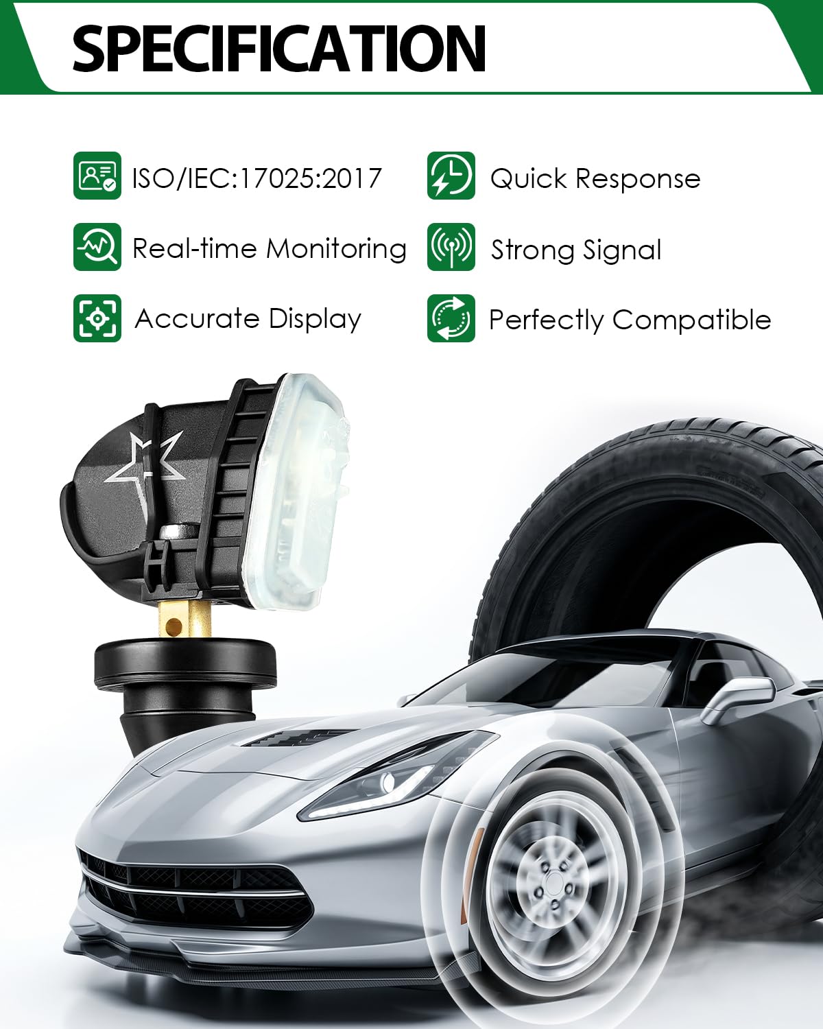 SZKAIDAG TPMS sensor in packaging with included valve parts for convenience