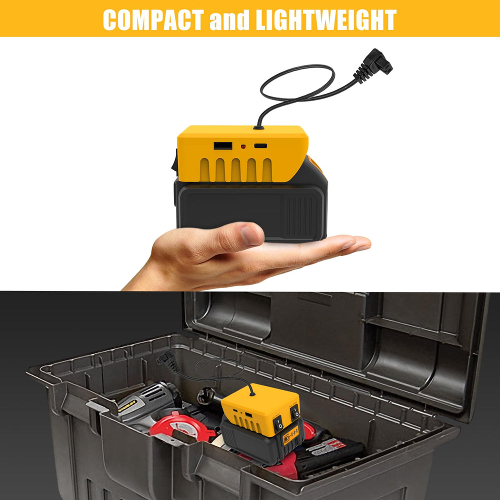 T-SUNiceM adapter next to a ruler showing dimensions and lightweight portability