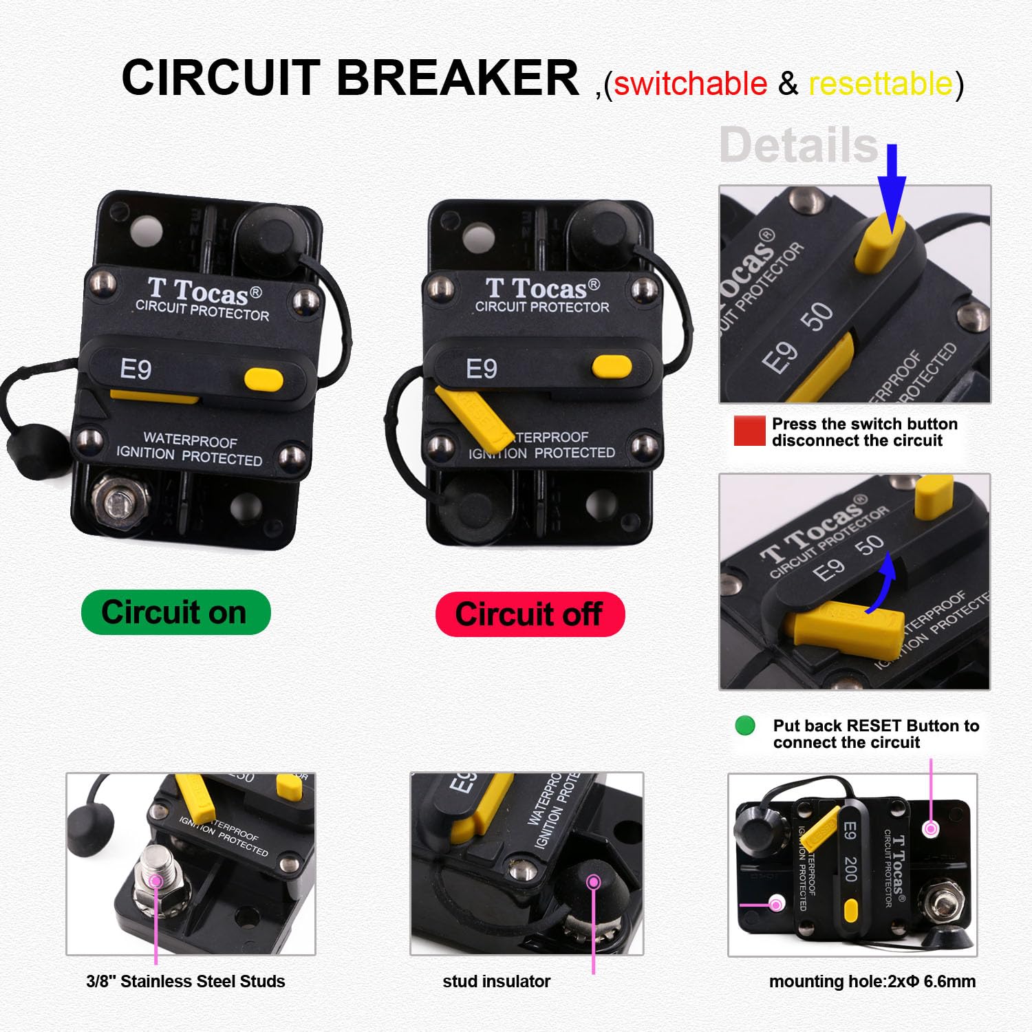 T Tocas manual reset switch close-up for quick reset benefit