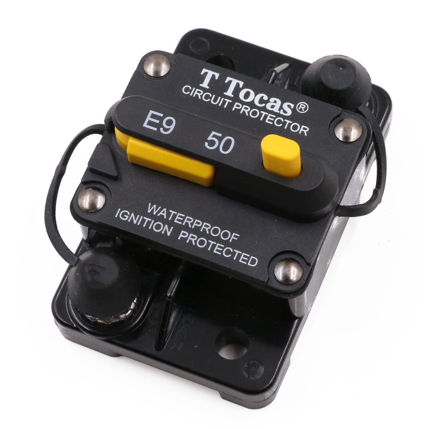 T Tocas E9 label with UL and SAE marks showing certified safety standards