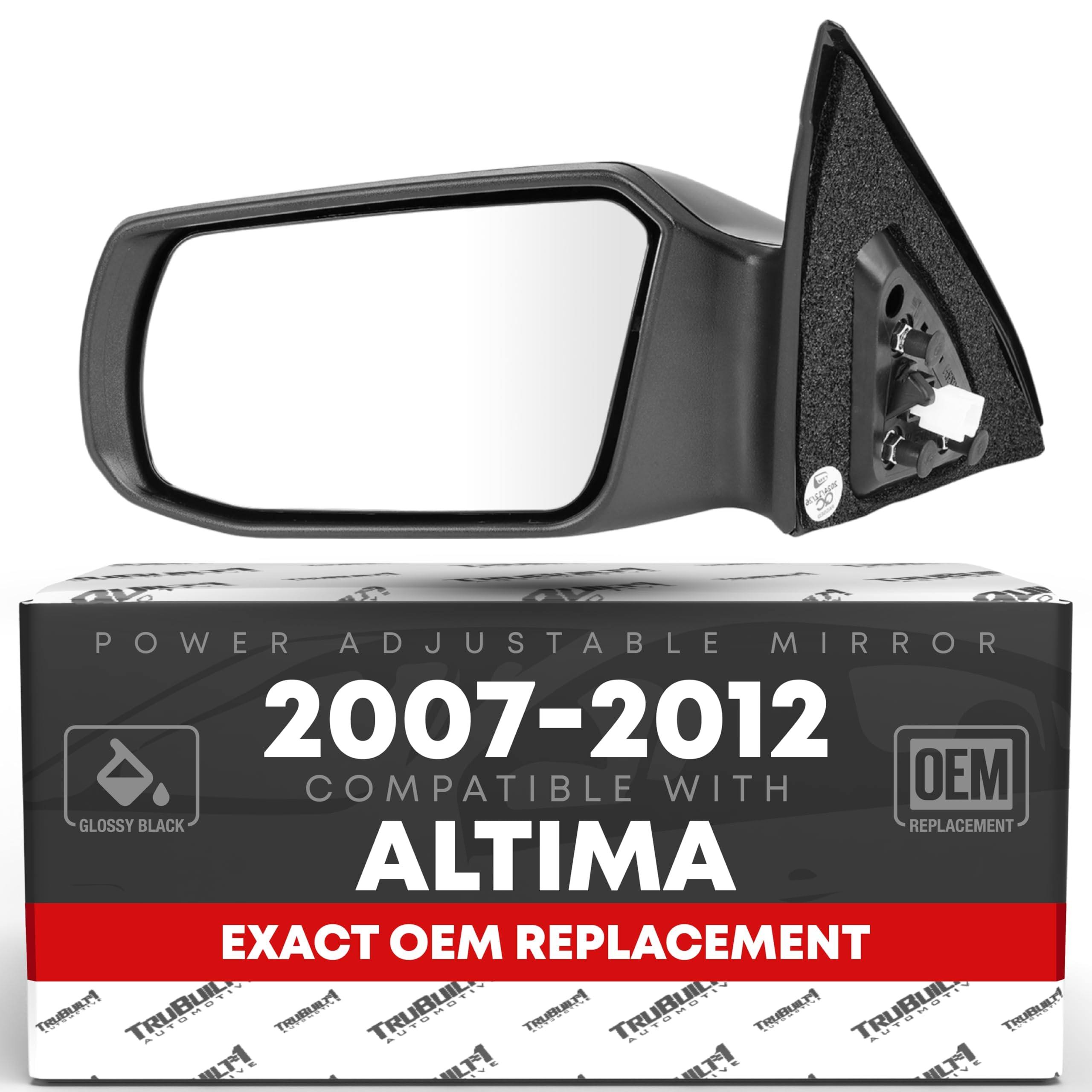 T1A driver side mirror front view showing exact OEM fit and clean appearance