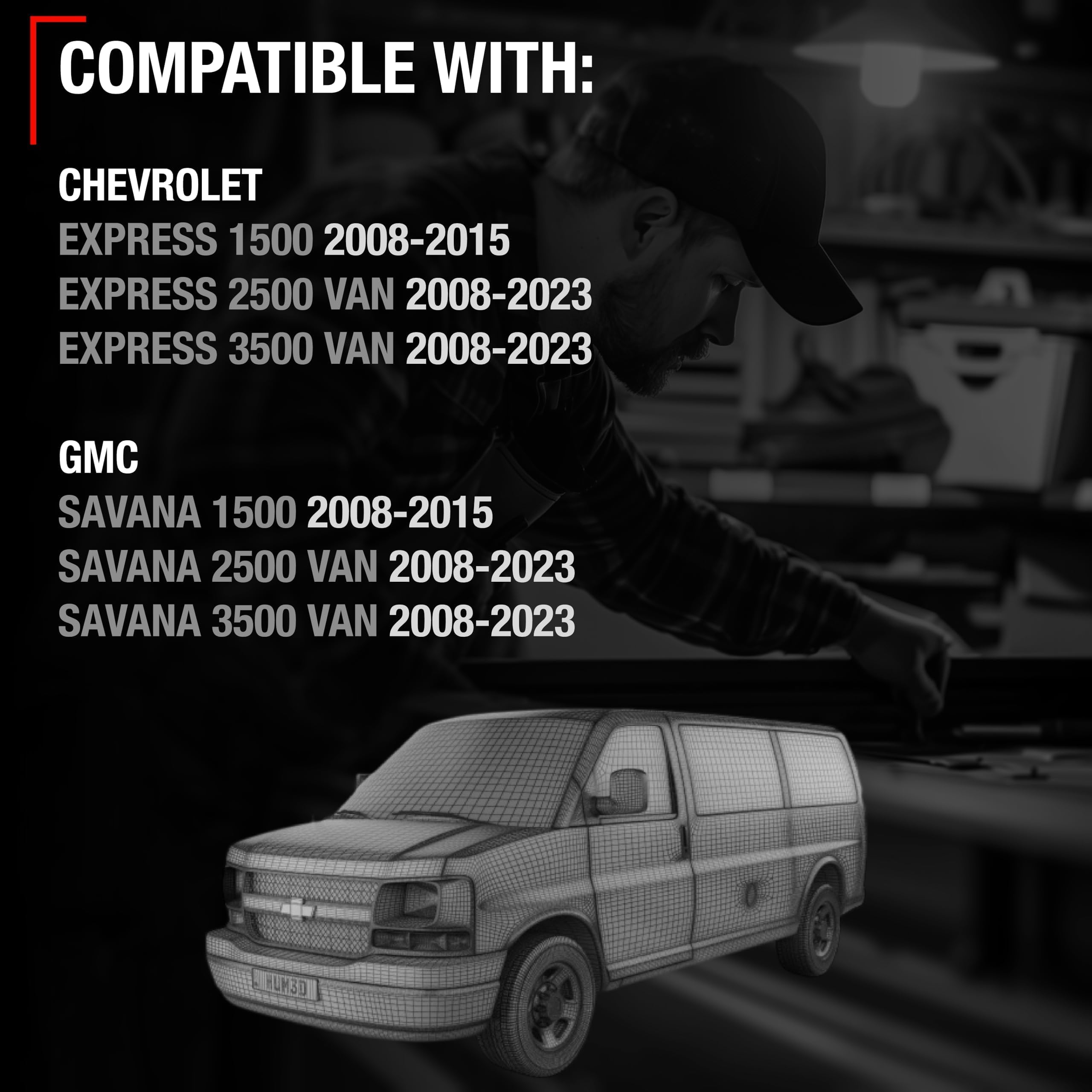 T1A mirror mounted on Chevrolet Express in use illustrating practical fit