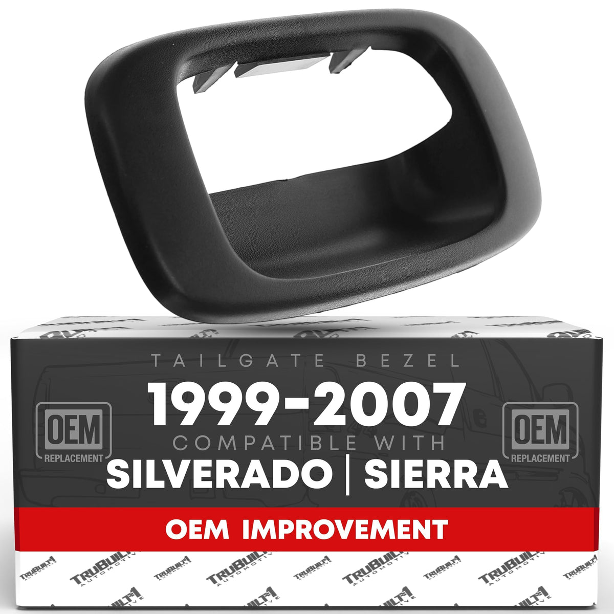 T1A front view of tailgate bezel showing fit and OEM styling benefit