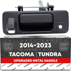 T1A tailgate handle front view showing textured black finish and fitment benefit