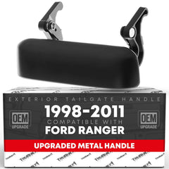 T1A front view of tailgate handle showing smooth black finish and reliable fit