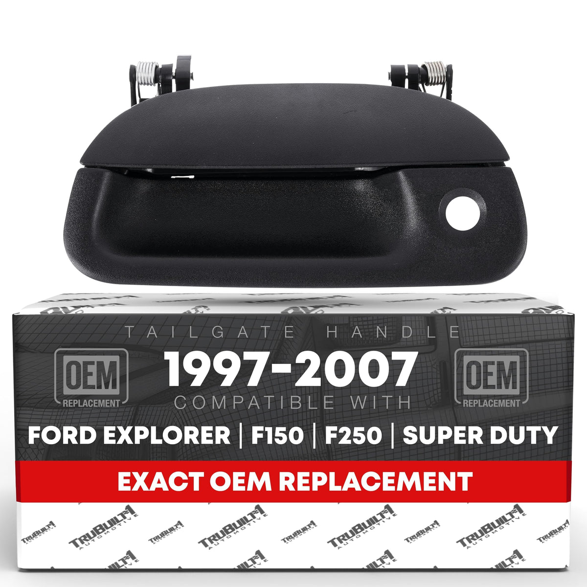 T1A tailgate handle front view showing OEM-fit and restored appearance