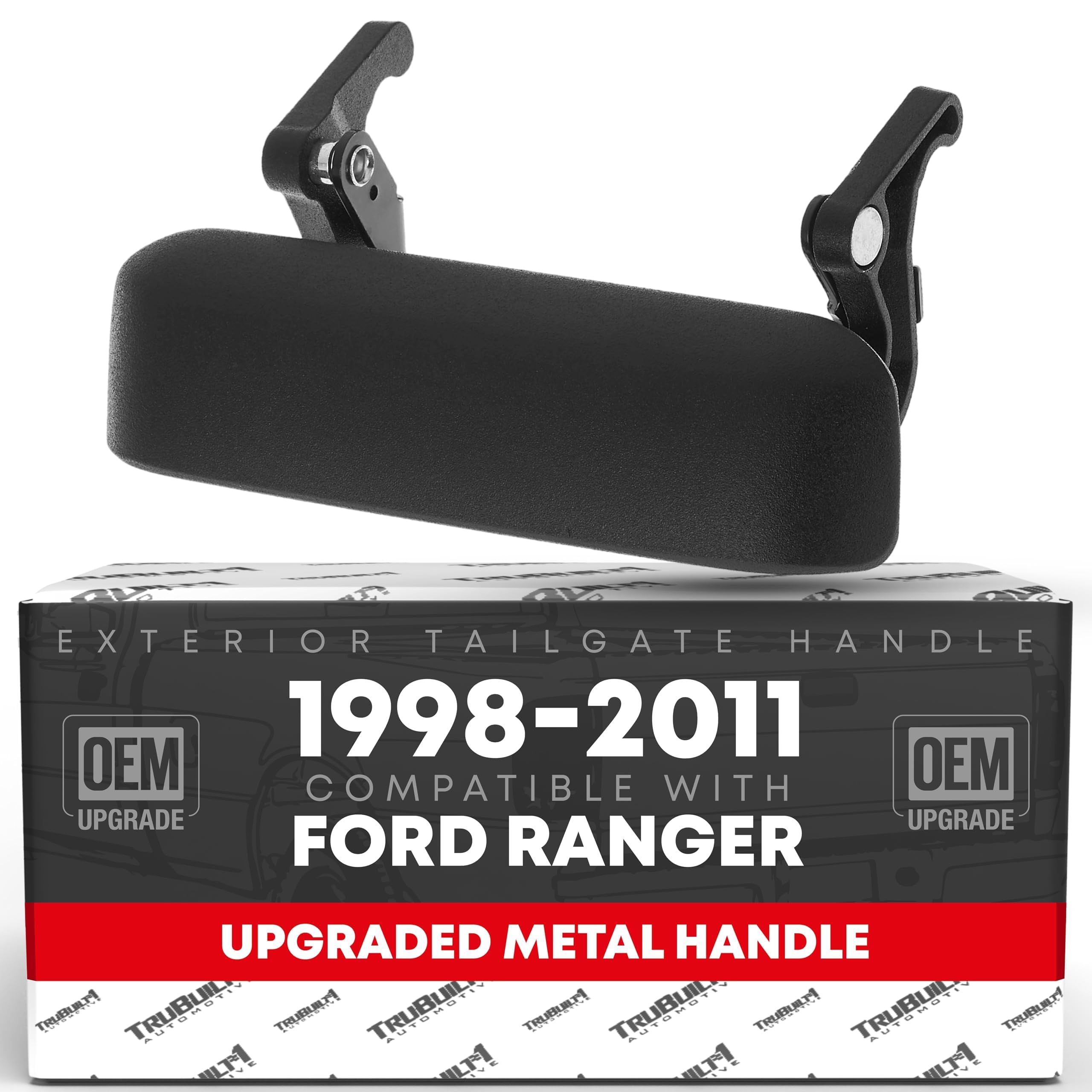 T1A front view of tailgate handle showing textured black finish and durable build