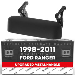 T1A front view of tailgate handle showing textured black finish and durable build