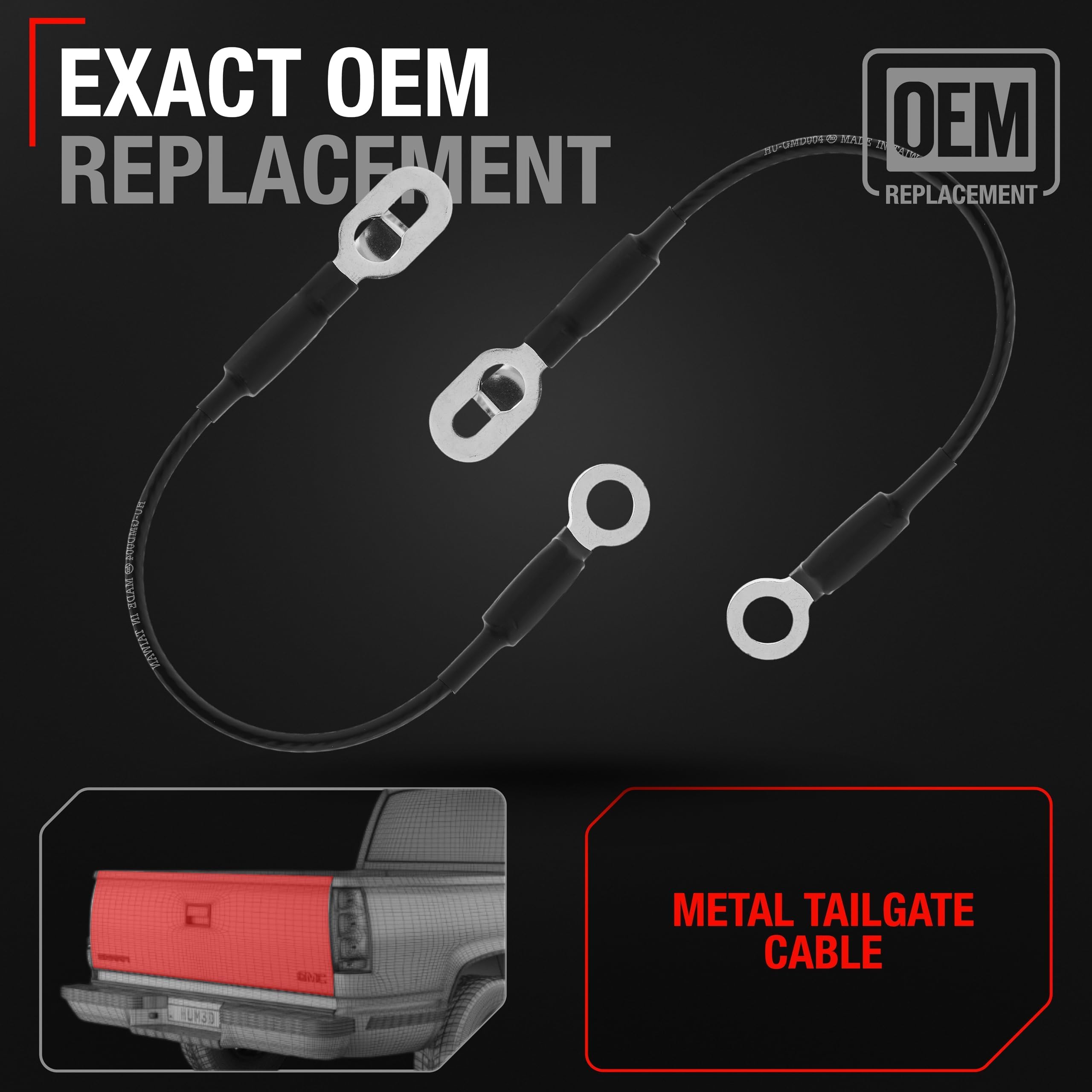 T1A tailgate support rubber end detail showing sealed ends to resist moisture and reduce wear