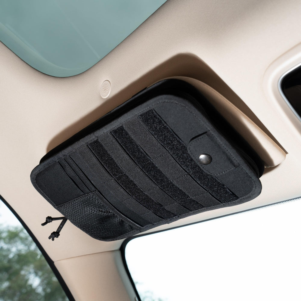TACNEX front view of visor organizer showing overall layout and quick access