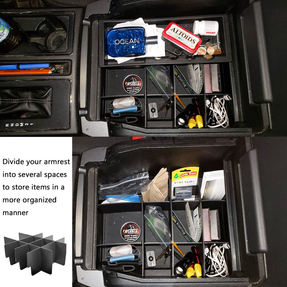 TACOBRO truck interior lifestyle shot showing organized console and clutter reduction