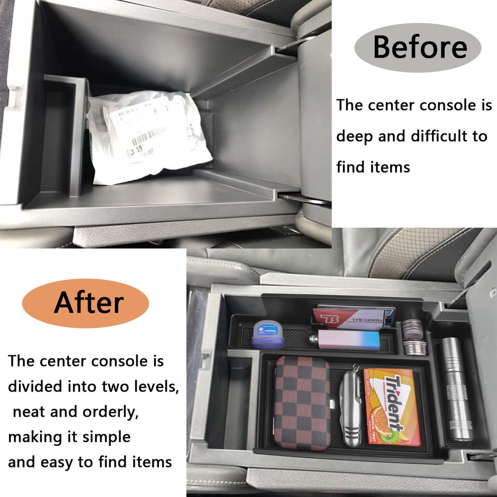 TACOBRO close-up of upper tray showing compartments for small items