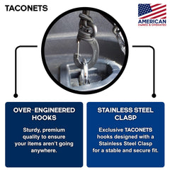 TacoNets installed in Toyota 4Runner cargo area keeping gear organized