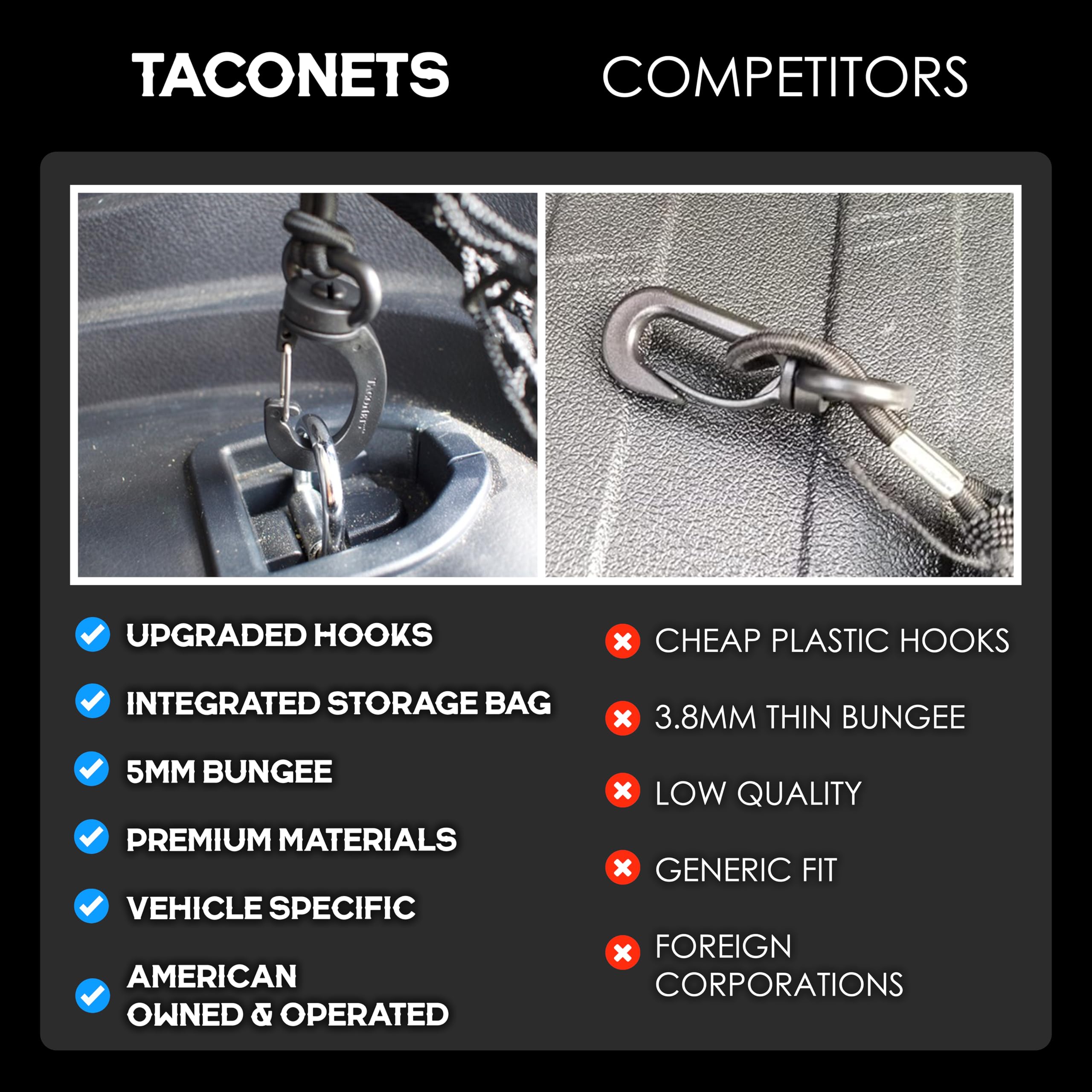 TacoNets packaged kit with storage bag for tidy transport and storage