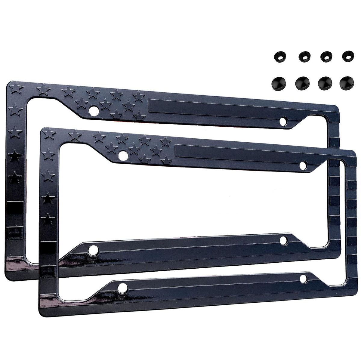 TACTILIAN front view of frame on vehicle showing clean patriotic accent
