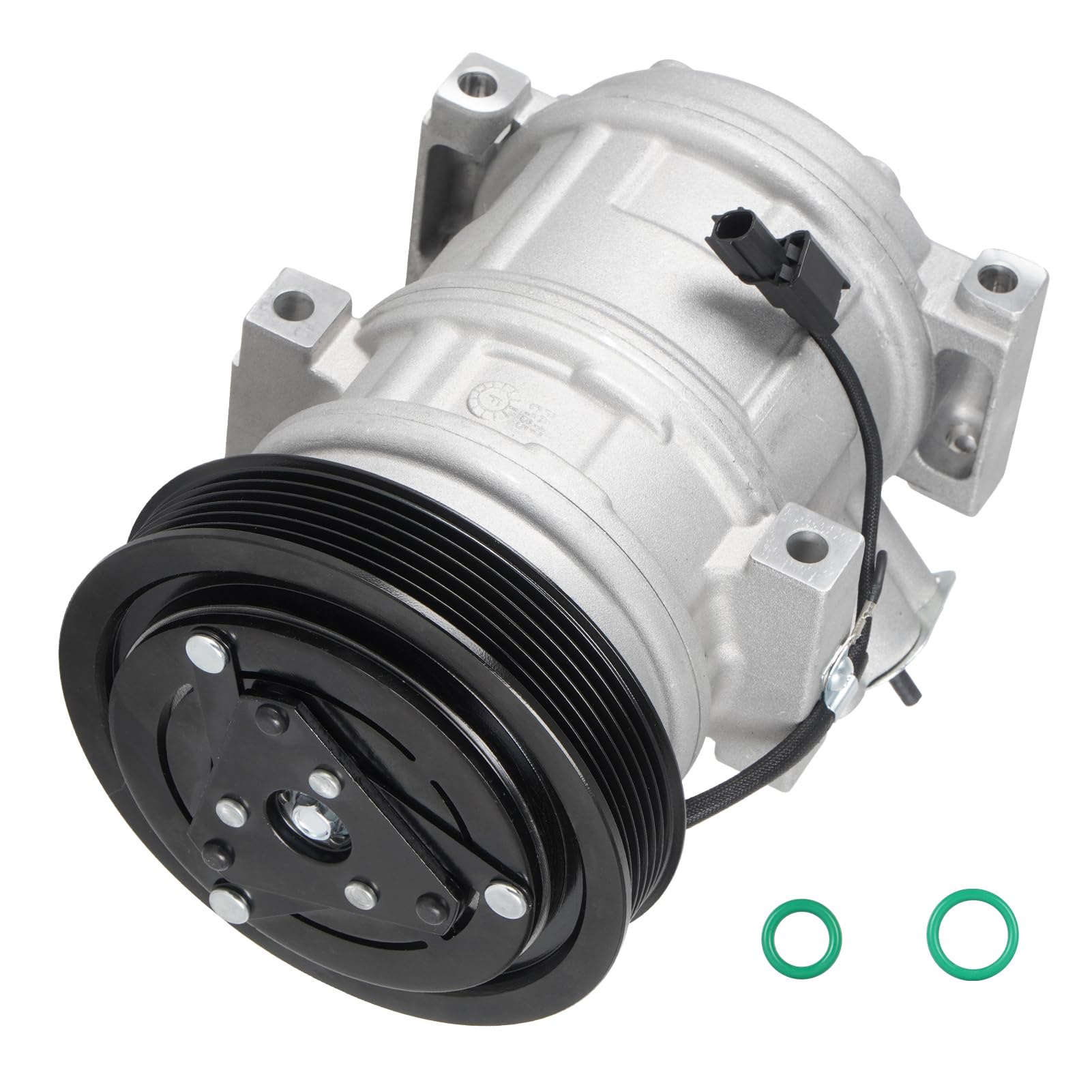 TadaMark compressor front view showing mounting points and benefit of direct-fit replacement