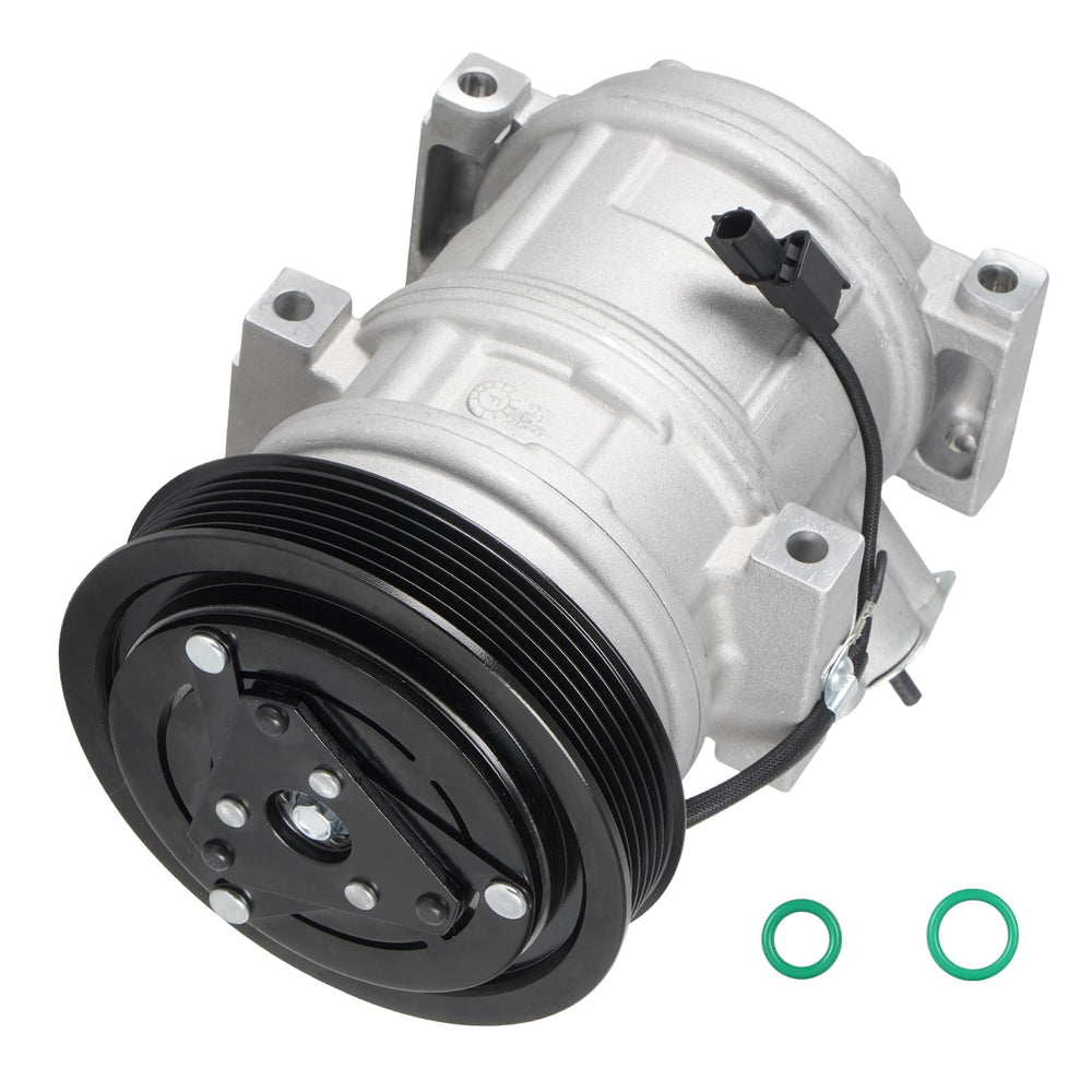 TadaMark compressor front view showing mounting points and benefit of direct-fit replacement