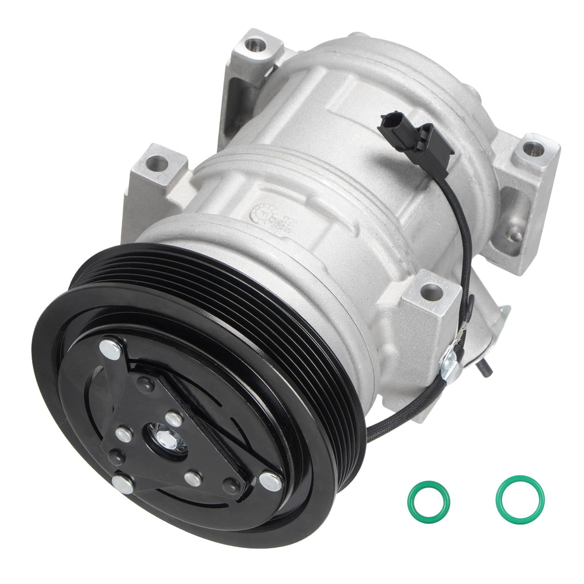 TadaMark compressor front view showing mounting points and benefit of direct-fit replacement