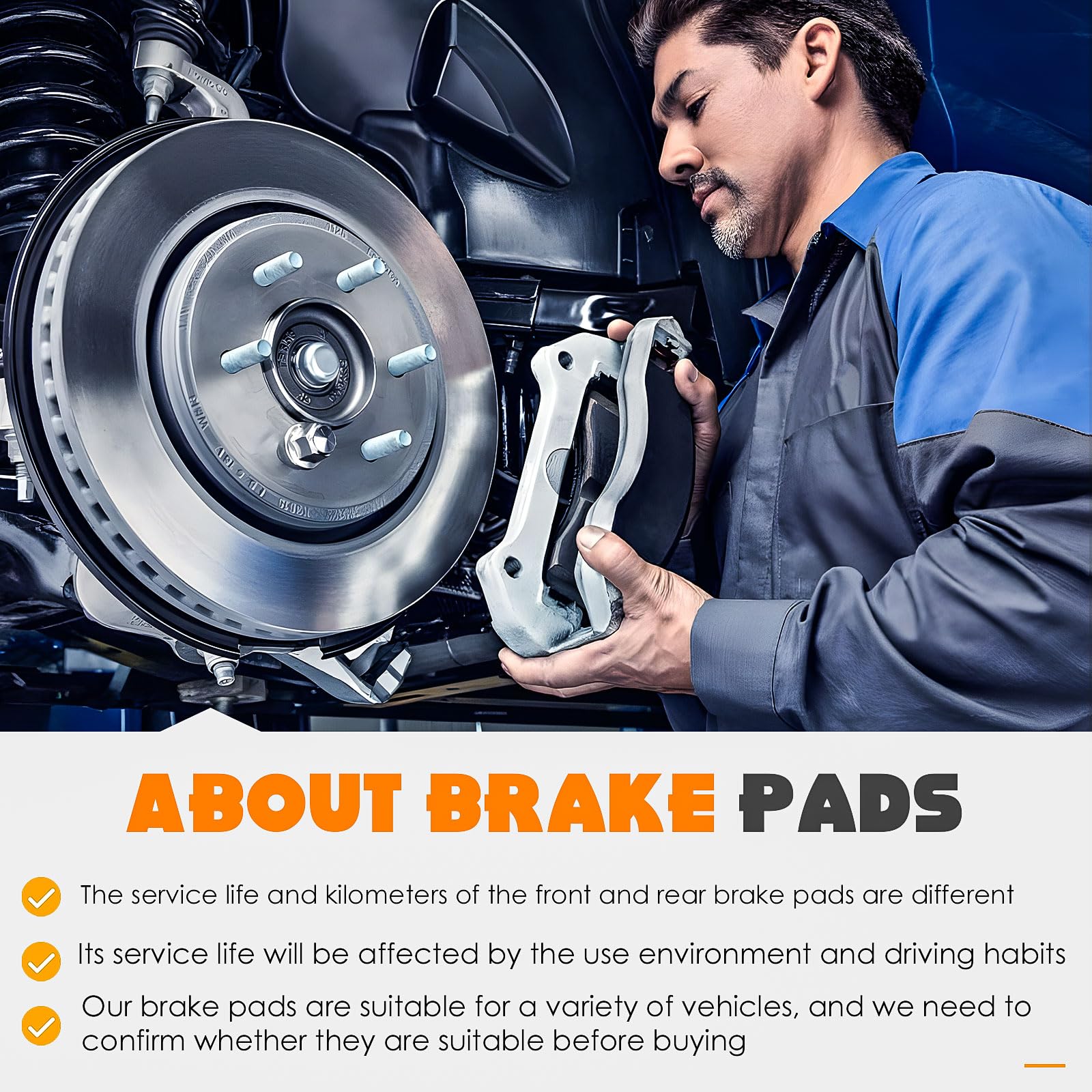 TadaMark pads with car in garage showing DIY replacement for cleaner wheels and quiet braking
