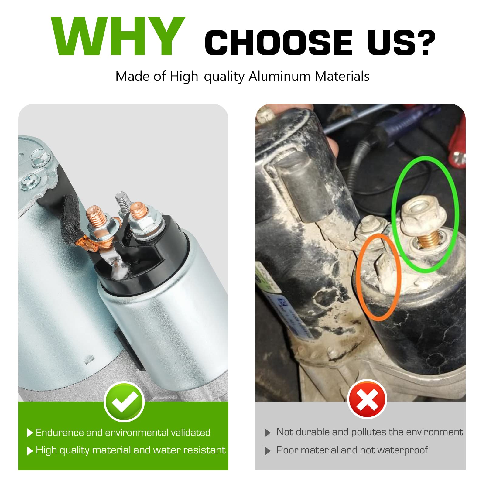 TadaMark starter installed in engine bay demonstrating direct-fit replacement