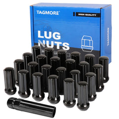 TAGMORE front view of 24-piece lug nut kit showing black finish and complete set benefit