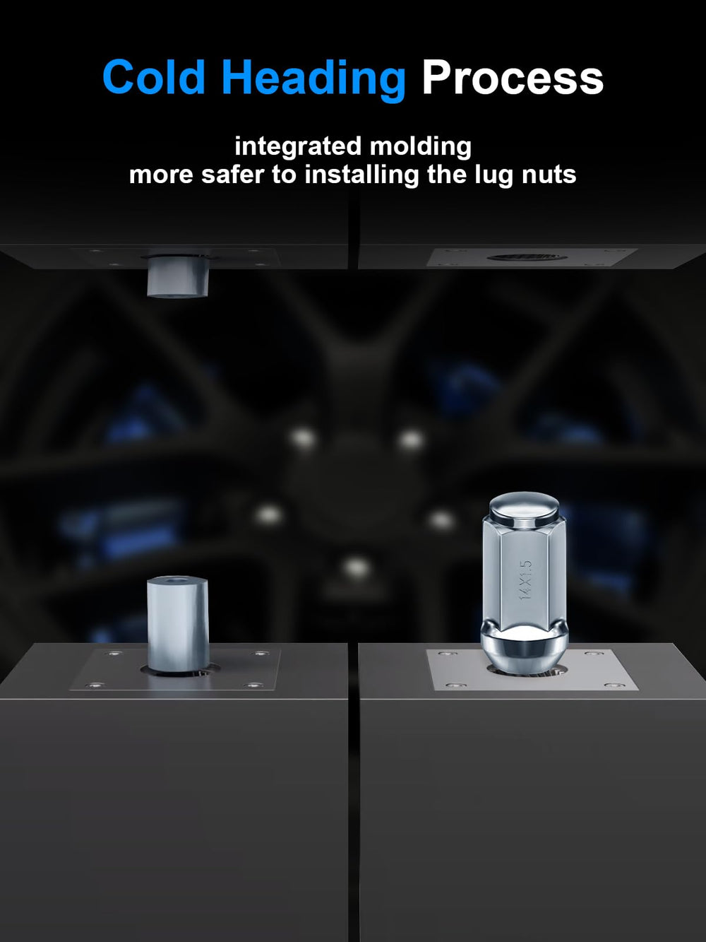 TAGMORE lug nut installed on a truck wheel demonstrating correct seating benefit
