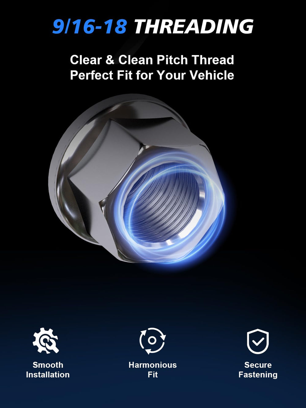 TAGMORE side profile of single lug nut showing bulge-acorn shape for secure seating