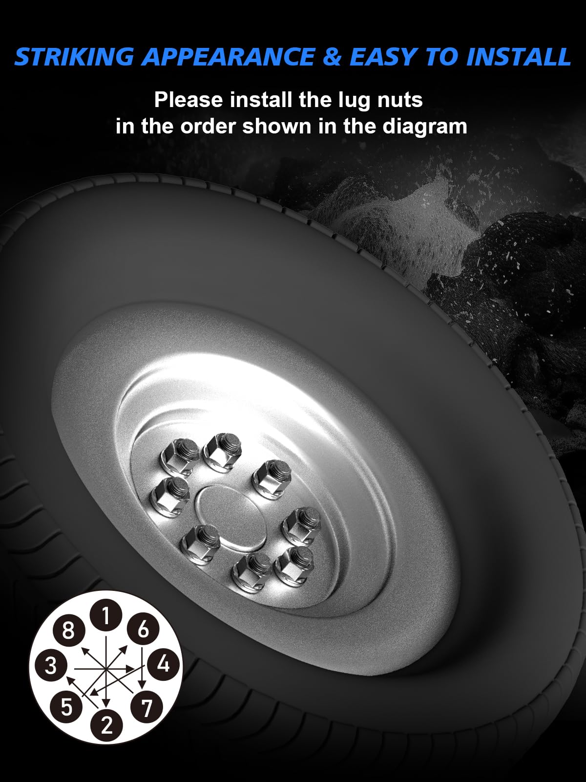 TAGMORE lug nuts on a parked truck conveying durability and upgraded appearance
