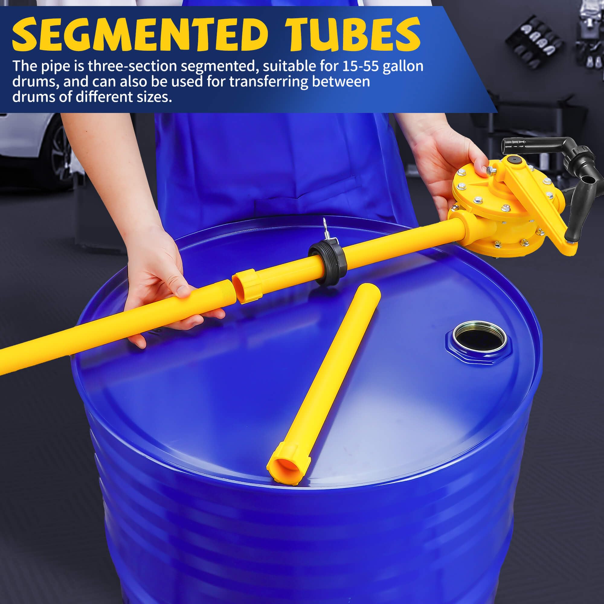 TALFIT pump beside 55 gallon drum showing scale and easy installation