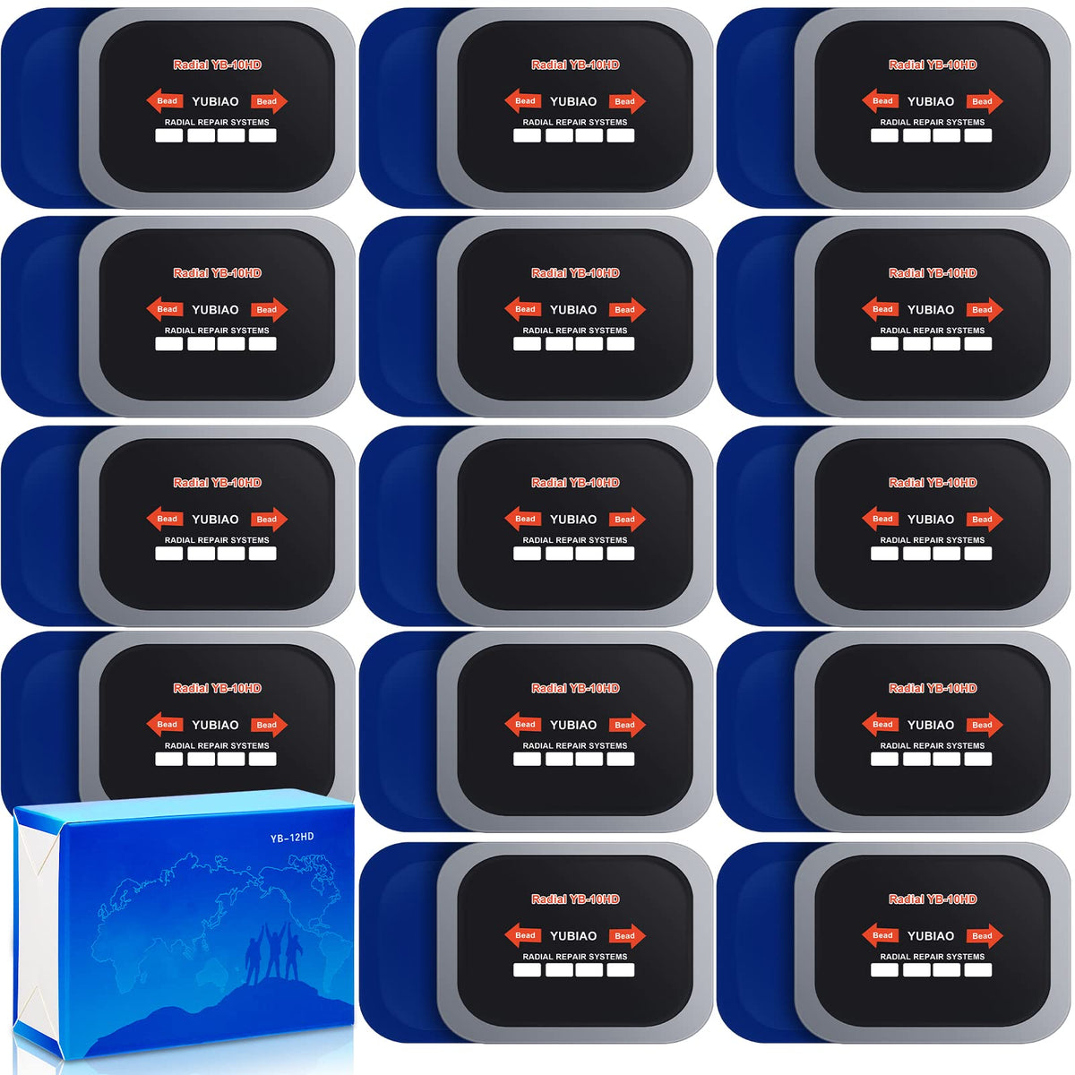 Tallew front packaging showing 20 tire patches for reliable repairs