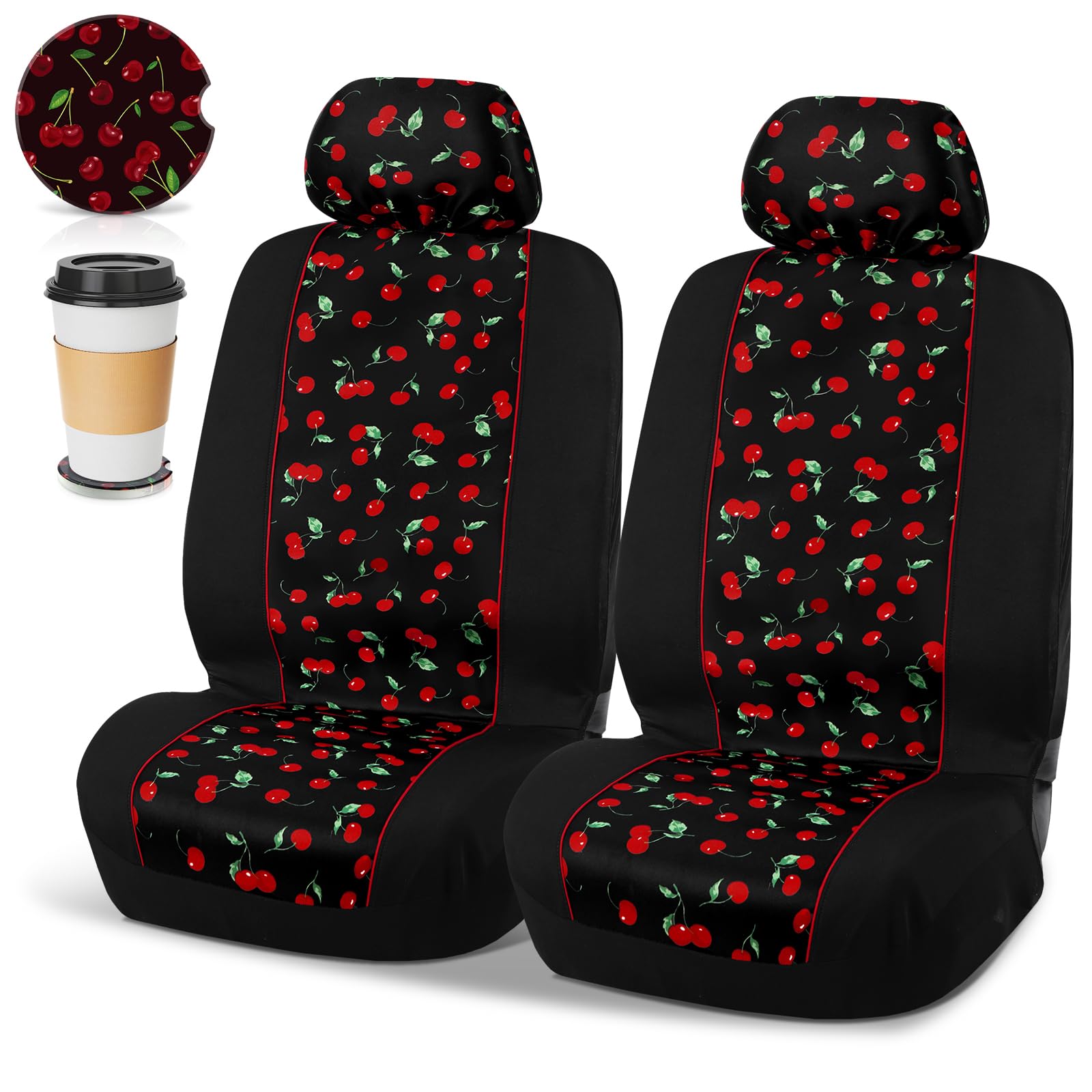 Tallew front seat covers showing cherry pattern and protective benefit