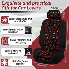 Tallew headrest covers close-up highlighting cherry print and snug fit