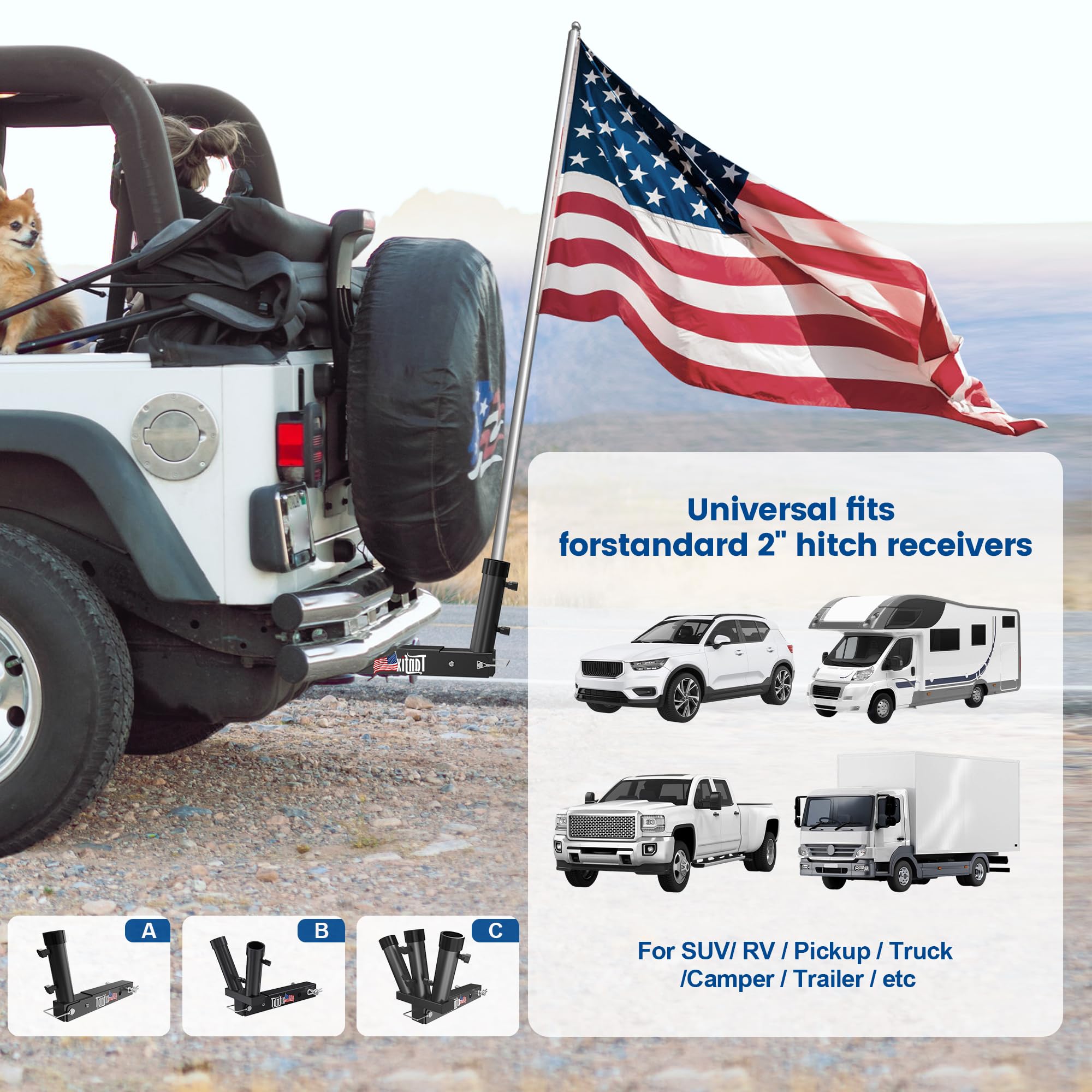 tanfix assembled with flag flying in wind showing secure outdoor use
