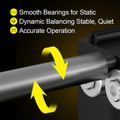 Tanfix bearing detail highlighting low-friction spindle for precise dynamic balancing benefit