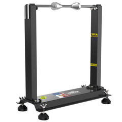 Tanfix front view of balancer showing compact steel frame and spindle for stable balancing