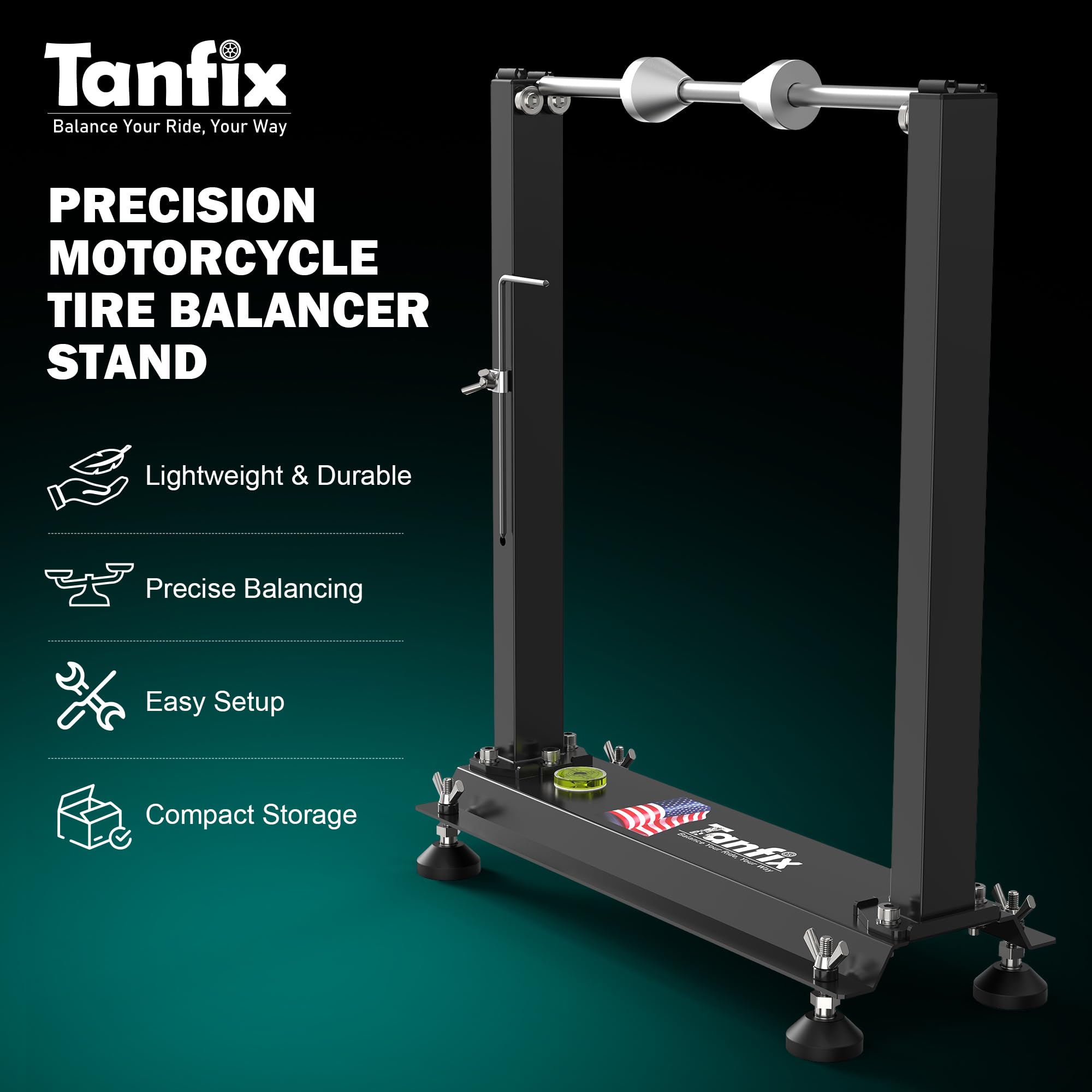 Tanfix balancer side profile demonstrating compact footprint for storage