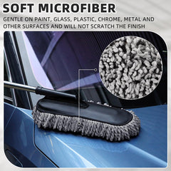 Tanlade extended stainless-steel handle reaching roofline for effortless cleaning