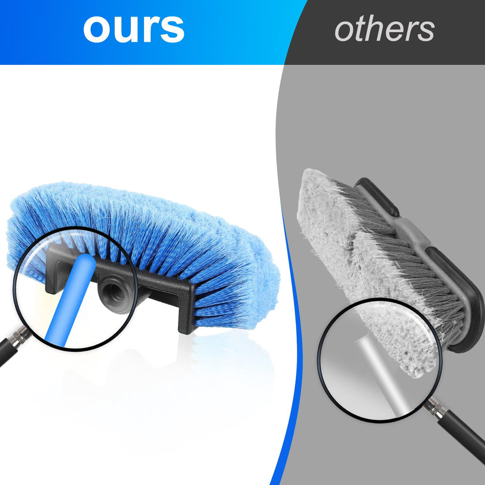 Tanlade flow-thru water flowing through bristles, rinses dirt away efficiently