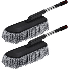 Tanlade front view showing two gray dusters, ready to clean with convenience